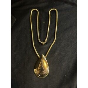 Park Lane Large Tear Drop Pear Shape Pendant Gold Tone Necklace 28" J30